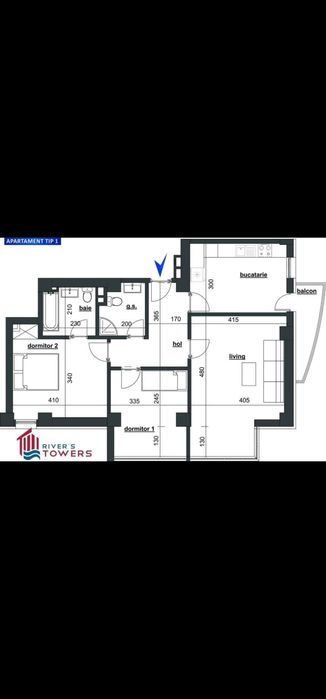 Închiriez apartament 3 camere decomandat River's Tower