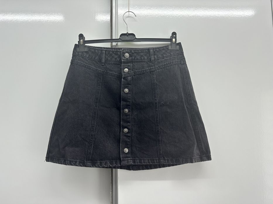 Fusta neagra denim cu capse