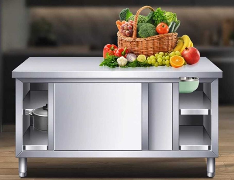 Masa inox horeca cu usi glisante 1000x700x850H,noi cu factura