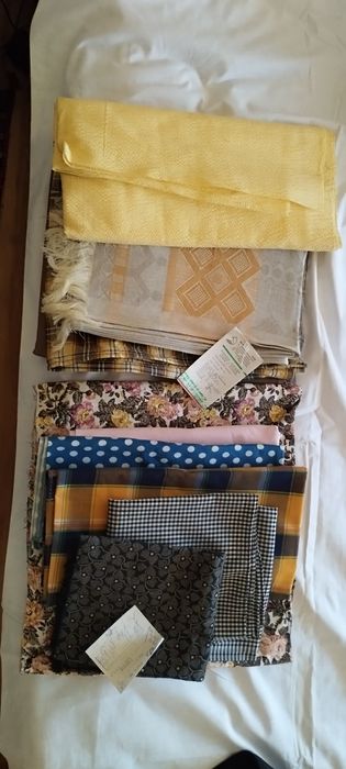 Платове, покривки, тънка завеса, конци за бродиране и плетене, прежда