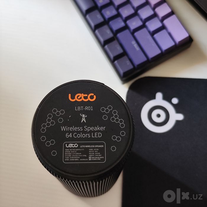 Портативная Bluetooth колонка Leto LBT-R01 с LED подсветкой