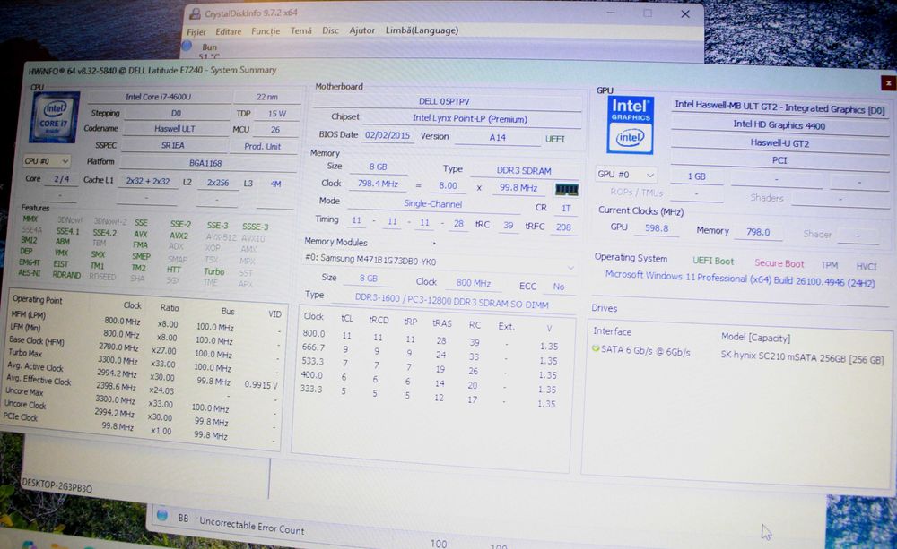 Laptop Dell Latitude E7240, I7-4600, SSD 256GB, 8GB RAM