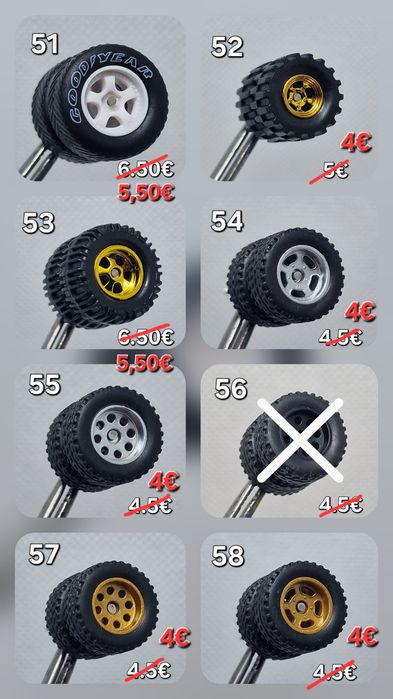 Гуми с джанти за Hot wheels, Matchbox и други 1:64 модели