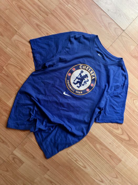 Tee T-shirt tricou football soccer crew neck Nike x Chelsea FC Premier League chest logo blue cotton