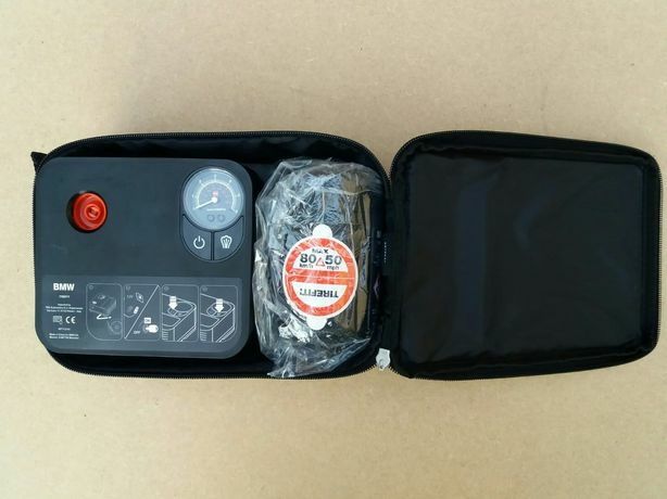 Kit pana umflat roti original BMW Compresor auto+solutie+geanta Nou