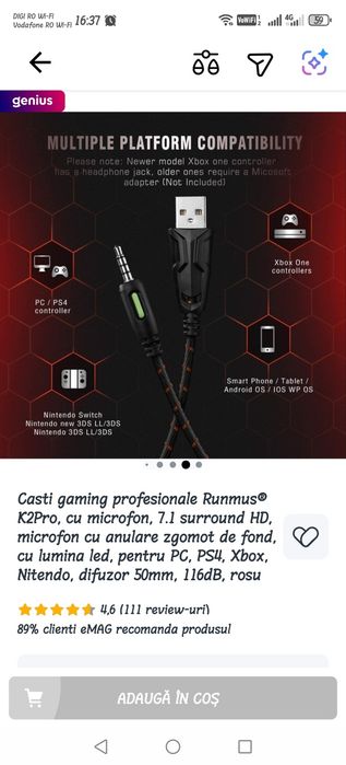 Vând tastatura mouse și căști gaming cu lumini
