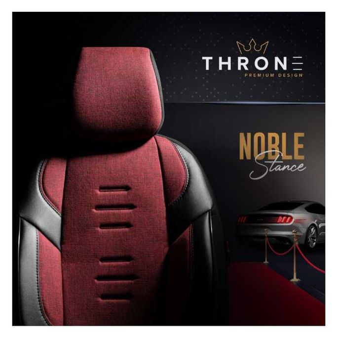 Луксозна тапицерия OTOM текстил с еко кожа THRONE Design – Червено-черна с черен шев