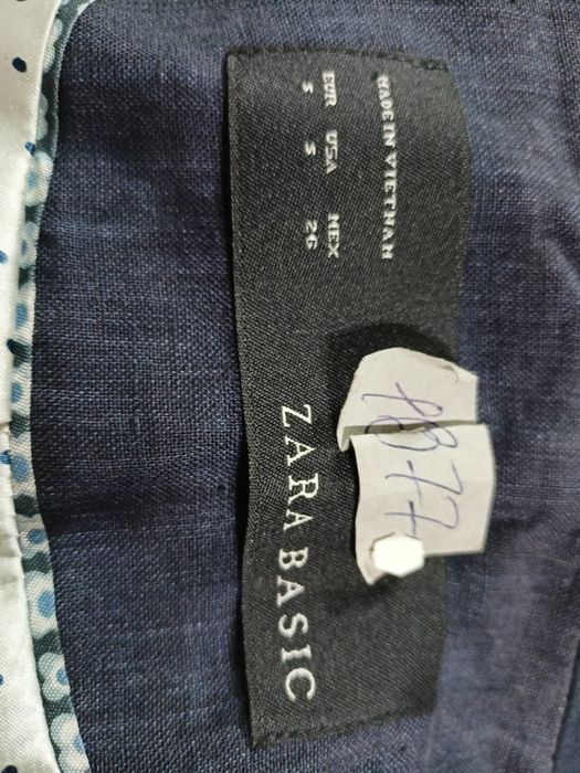 Льняной пиджак темно синего цвета S