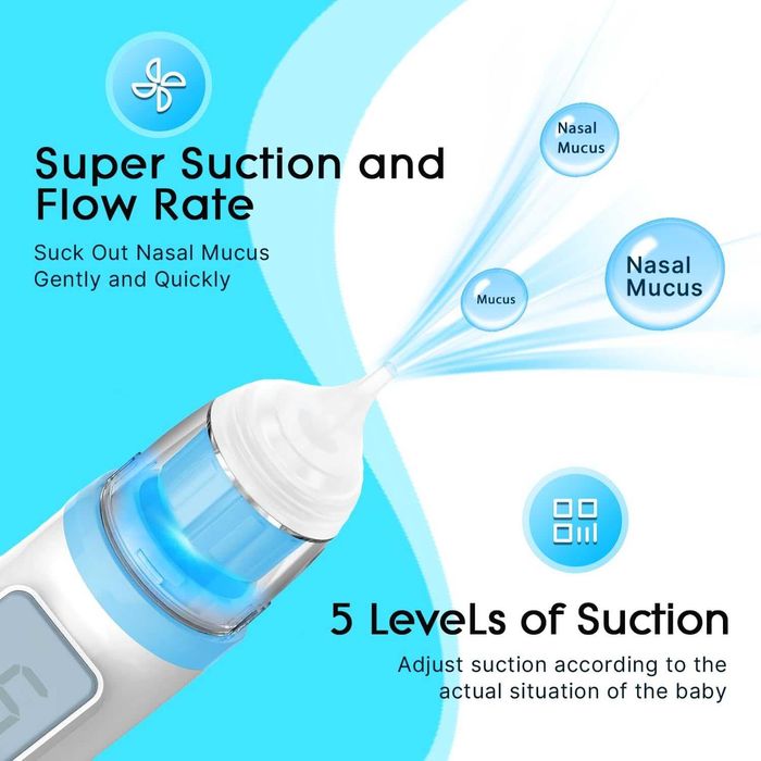 Електрически аспиратор за нос за бебе с 5 степени на засмукване