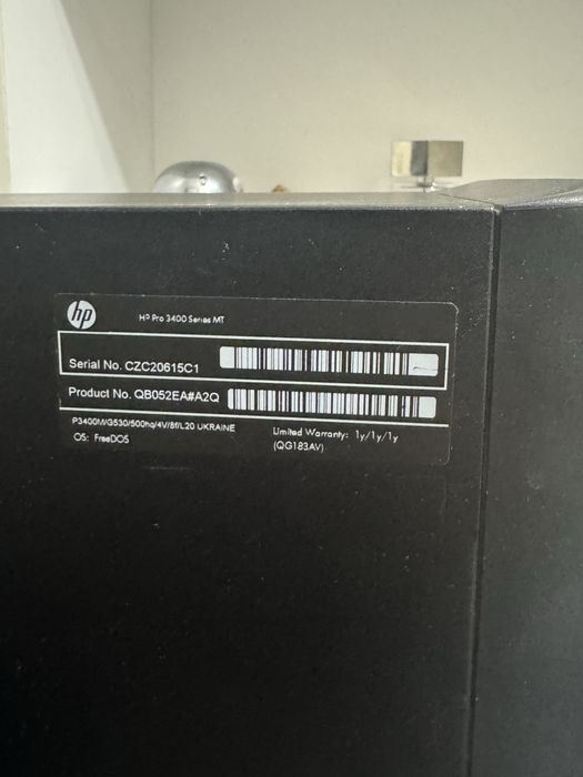 процессор  HP Pro 3400 Series MT