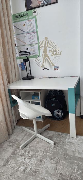 Birou inaltime reglabila 96×58 cm cu scaun