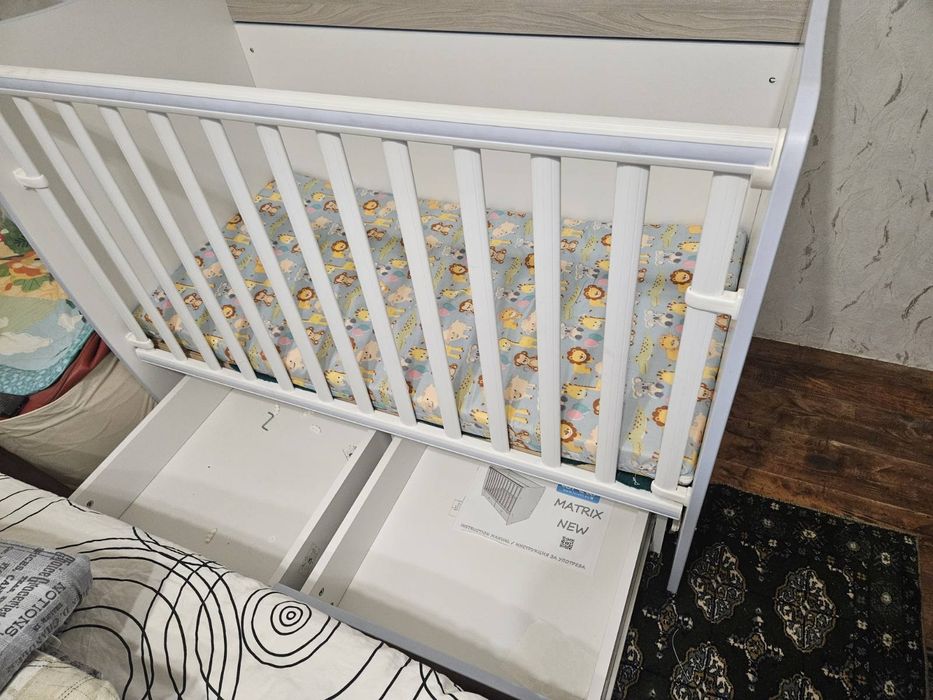 Детско креваче - Lorelli New Matrix /бяло с дървесен мотив/