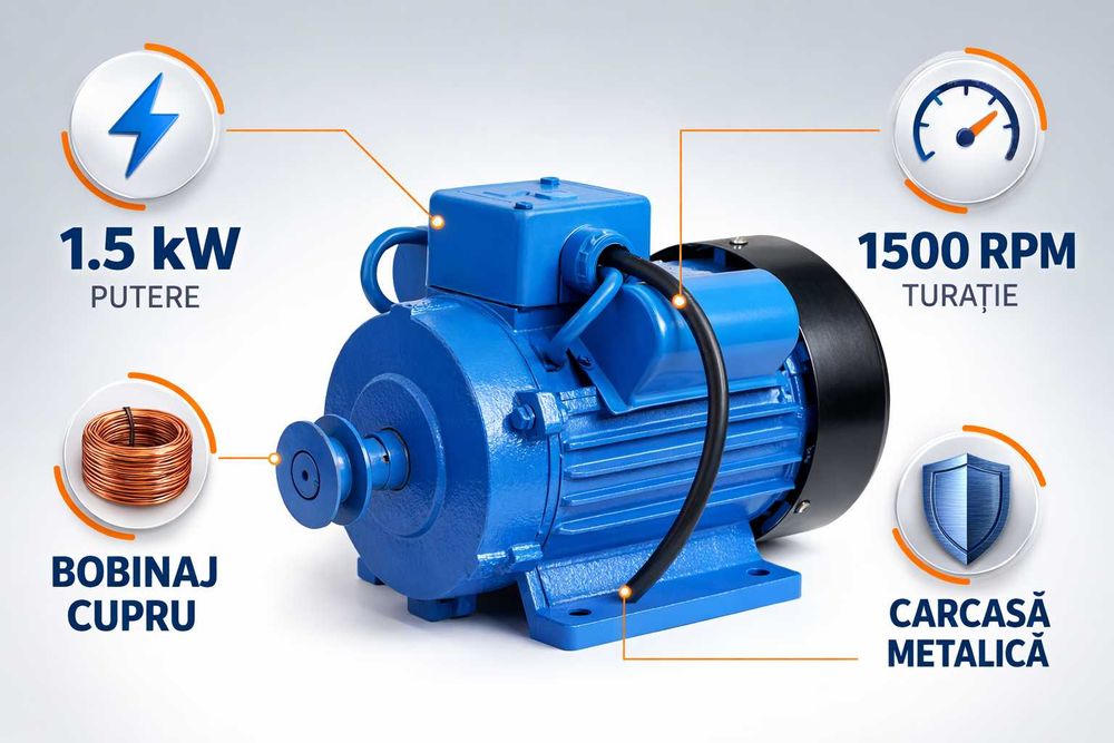 Motor electric 1.5kW 1500RPM bobinaj cupru industrial