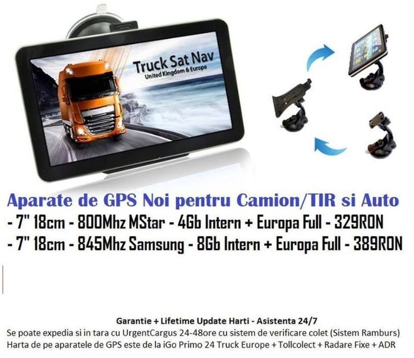 GPS Navigatii HD 7" GPS AUTO Gps TIR GPS Camion HARTI EUROPA 2024