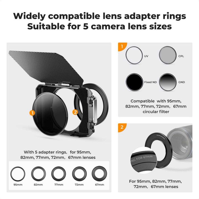 K&F Concept карбонов Matte Box за камери и обективи