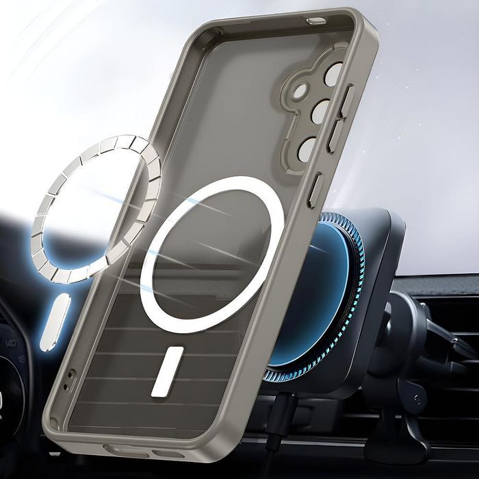 Матов magsafe кейс за samsung galaxy s25 - титаниево сив