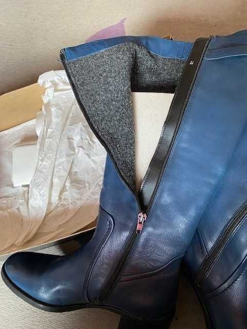 Cizme de piele naturala albastre