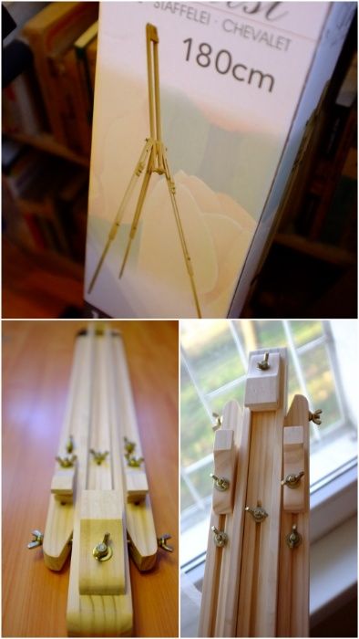 Șevalet LEMN, NOU, la cutie, reglabil si pliabil,pentru pictat/pictură