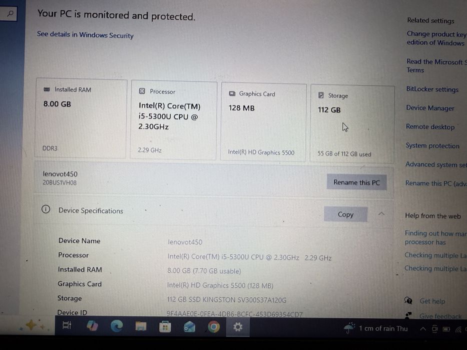 Vand laptop Lenovo thinkpad T450 i5 8gb ram ssd120gb