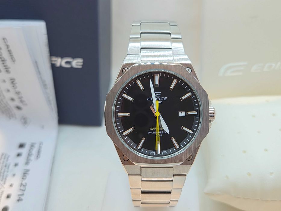 Ceas Barbati, unisex CASIO Edifice Saphire , EFR s108d-1avuef silver - Black, NOU, Garantie 2 ani