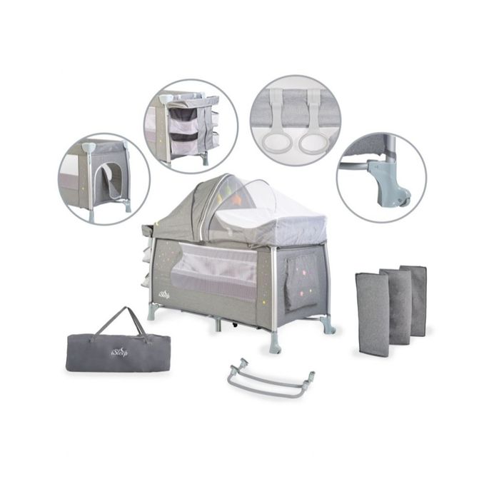 Детска кошара на 2 нива Cangaroo - iSleep, сива. С 2г. гаранция