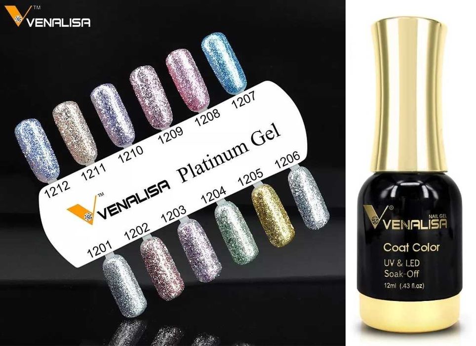 12мл VENALISA Platinum UV LED гел лак с брокат серия Платинум