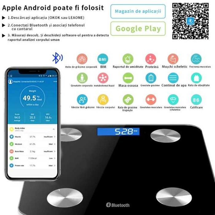 Smart LED Цифрова везна  с Bluetooth