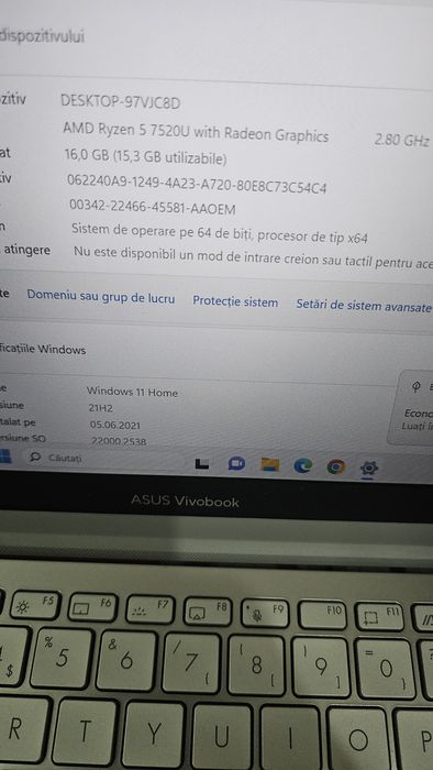 Laptop Asus Vivobook Ryzen 5 7000 16g ram nvme 512