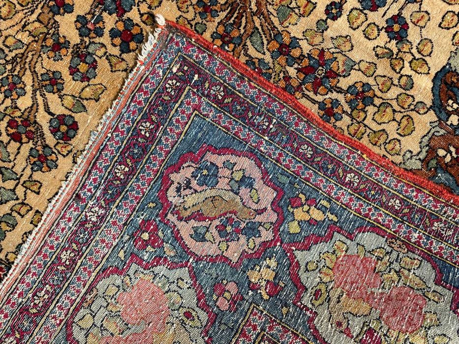 covor antic rugaciune persan Iran Isfahan gradina paradisului flori