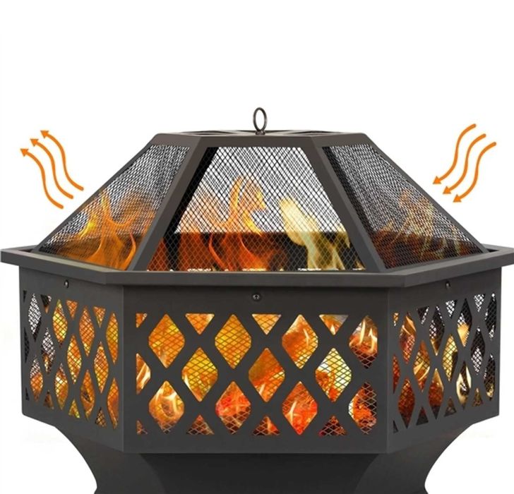 Gratar gradina, Fire Pit, Vatra Foc 80.5x80.5 |S 592751 Black