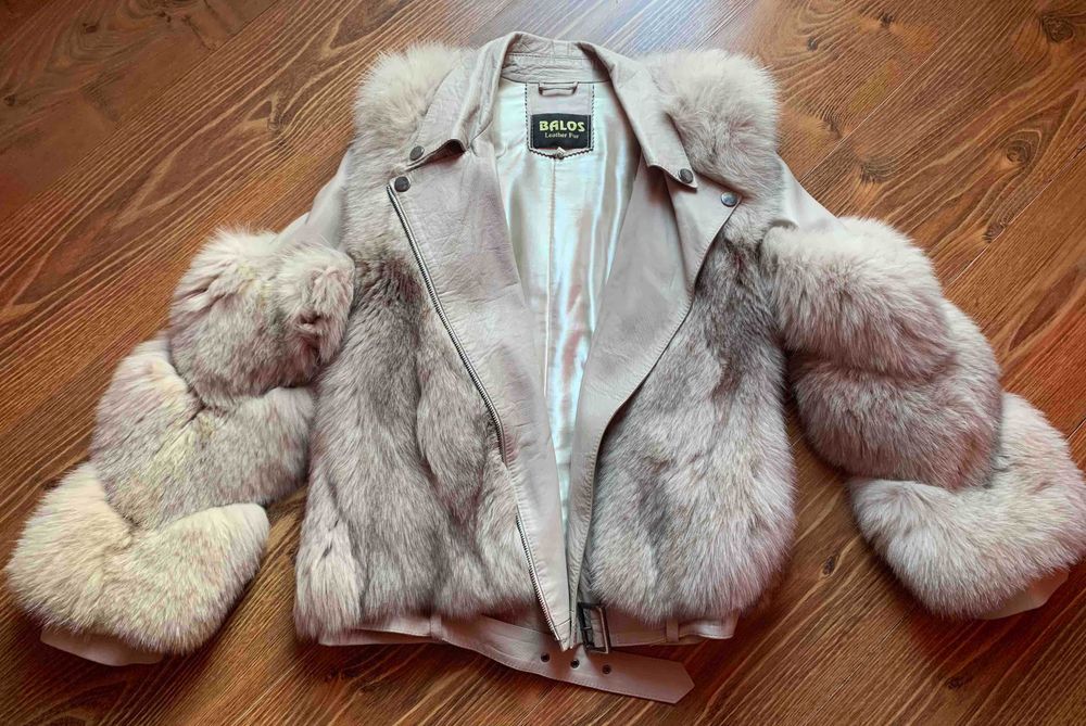 Палто от лисица и естествена кожа