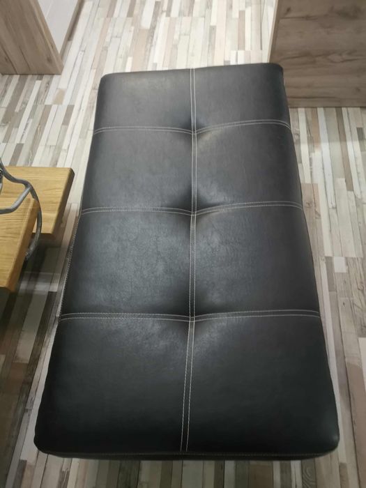 Ъглов Диван - черен, кожен. 240/200см