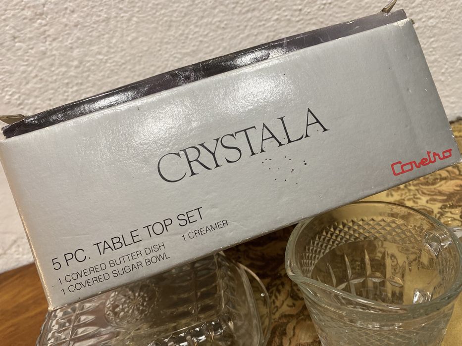 Немски кристални съдове захарница купа за масло и кана за мляко