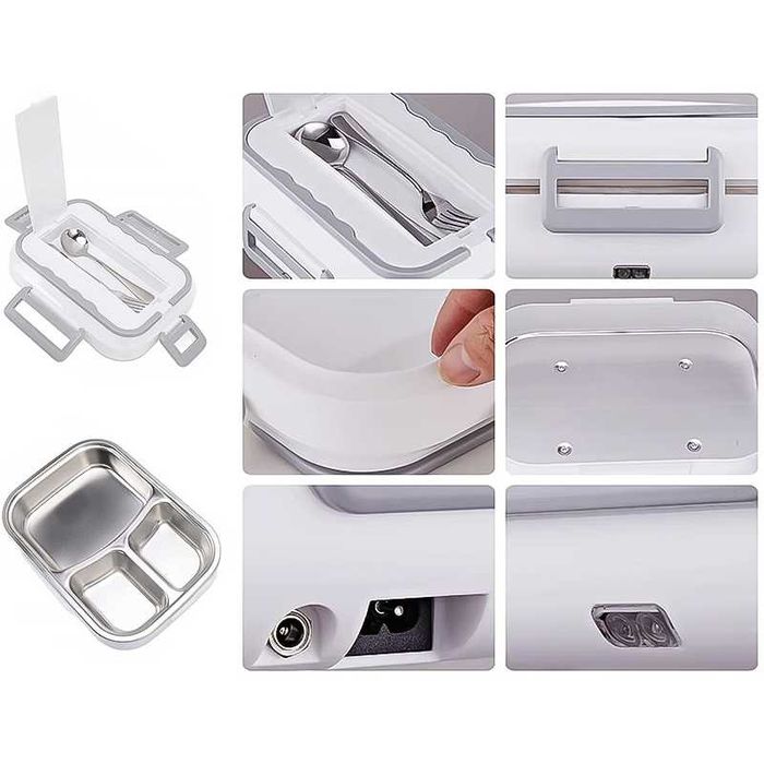 Електрическа термо кутия за храна, идеална за изпът, включени прибори