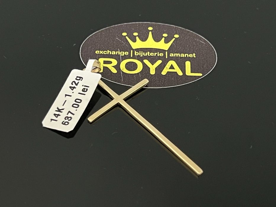 Bijuteria Royal CB : Pandantiv cruce aur 14k 585  1,42 gr