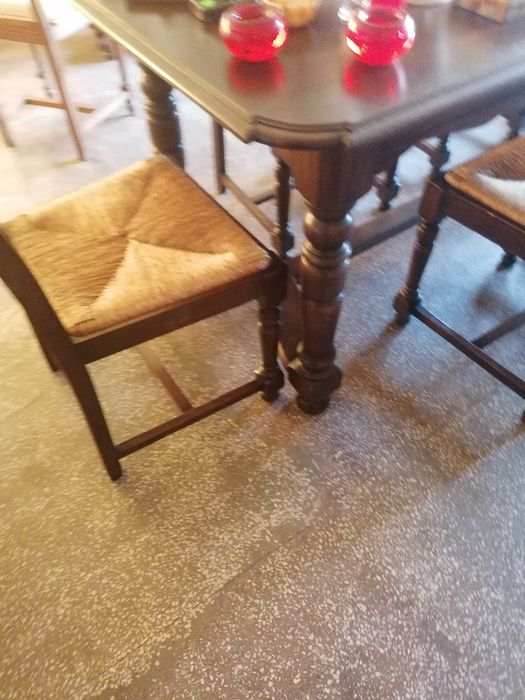 Masa antic cu 6 scaune ratan