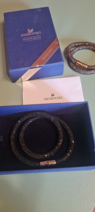 SWAROVSKI star dust , оригинални гривни#колиета, 2 броя - черна и кафя