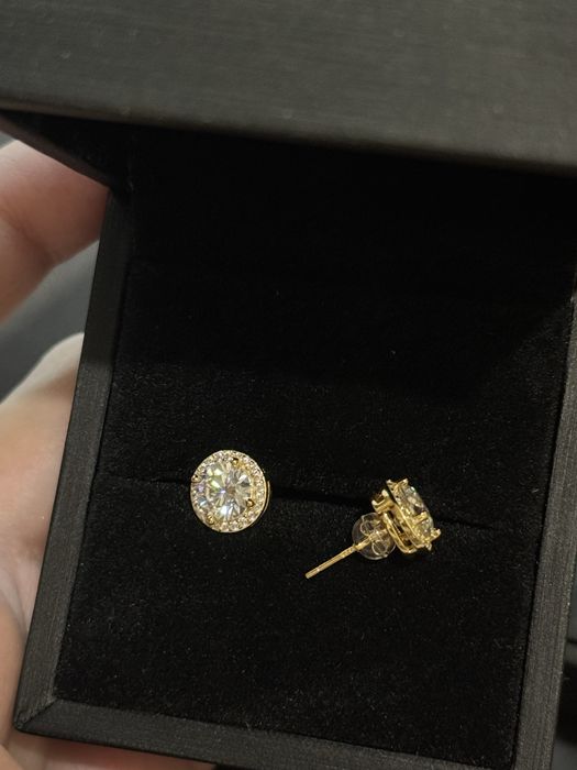 Серебряные серьги с муассанитос пусеты как бриллианты с документами