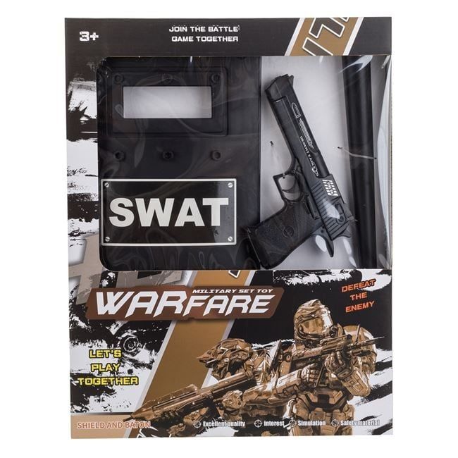 Полицейски щит, палка и пистолет - детски комплект