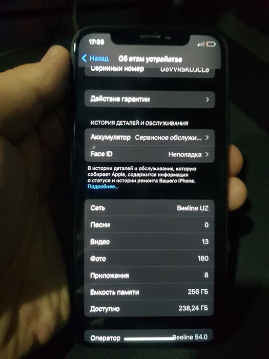 iPhone X 256 tali ideal holatda