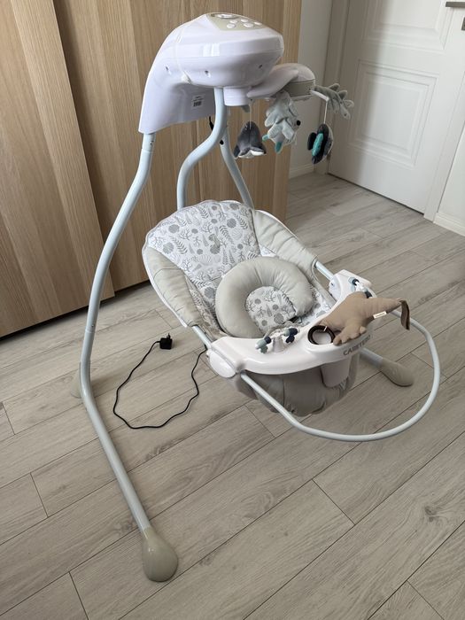 Balansoar, Leagan electric Caretero Raffi bebe, bebelusigri, rotire 90°, 5 viteze, set cu carusel si jucarii
