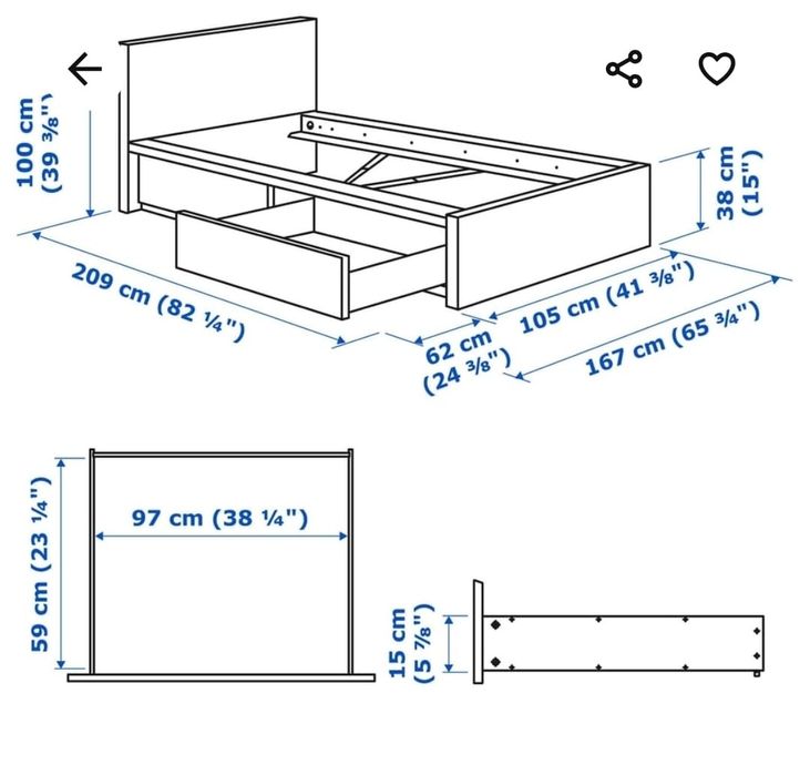 Pat IKEA MALM 90x200 + saltea JYSK Aloe Vera, set complet