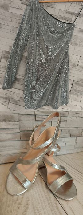 Rochie nouă/ Sandale argintii