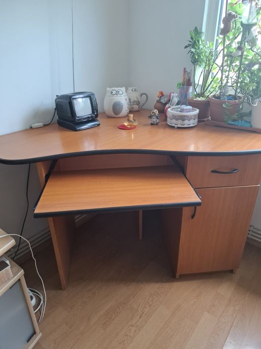 Birou de colt cu sertar și dulap