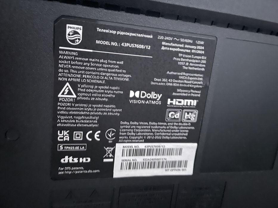 Televizor LED Smart PHILIPS Ultra HD 4K 108cm