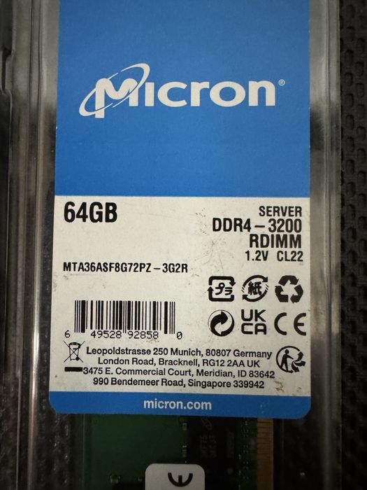 Memorie server 64GB DDR4 ECC REG 3200MHz Micron SK Hynix rdimm