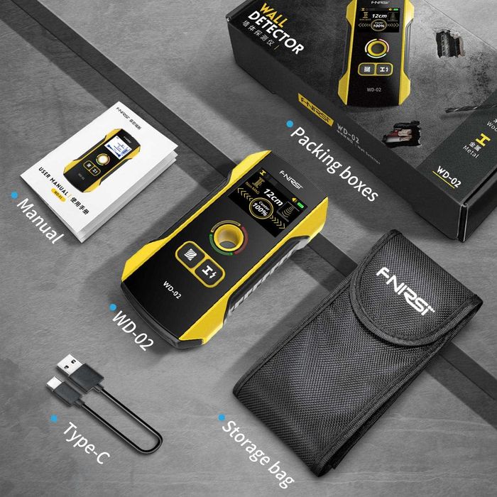 Сканер детектор скрытого металла, дерева, проводки FNIRSI WD-02