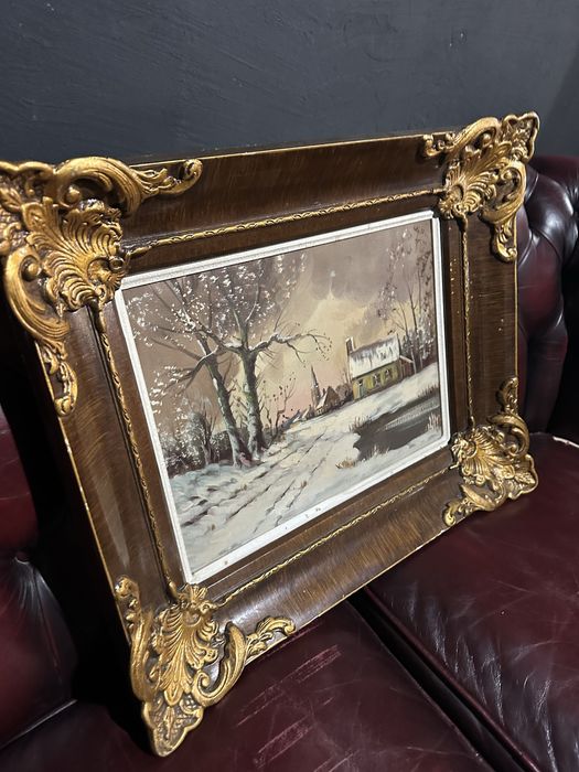 Tablou ulei pe panza - Peisaj de iarna -