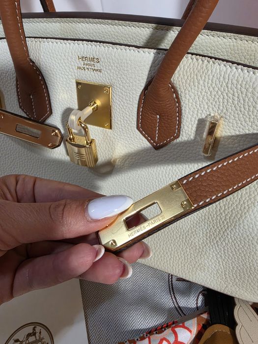 Налична чанта Hermes Birkin двуцветна