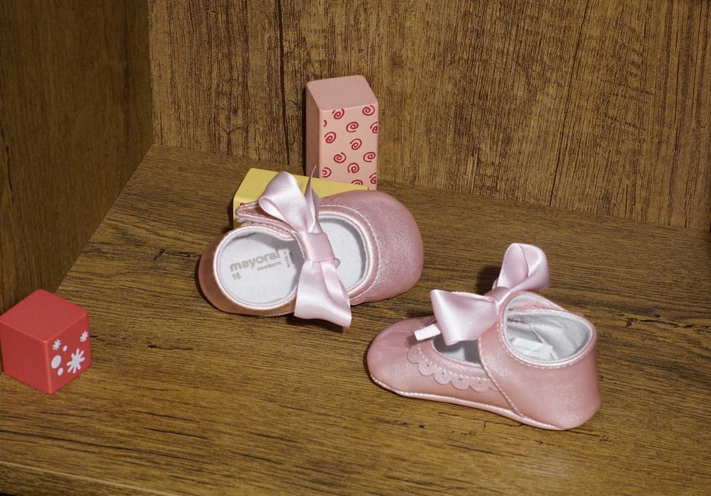 Balerini roz sidefat cu funda saten Mayoral marimea 16